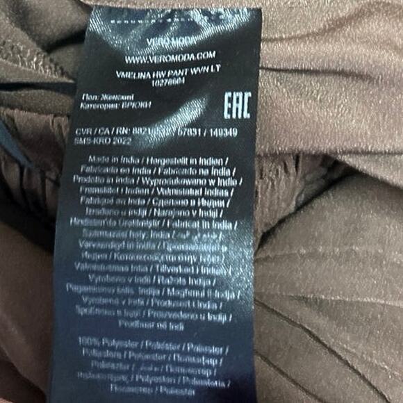 Vero Moda Brown Straight Wide Leg High Waist Pull On Trousers Dress Pants Size M - Picture 5 of 5